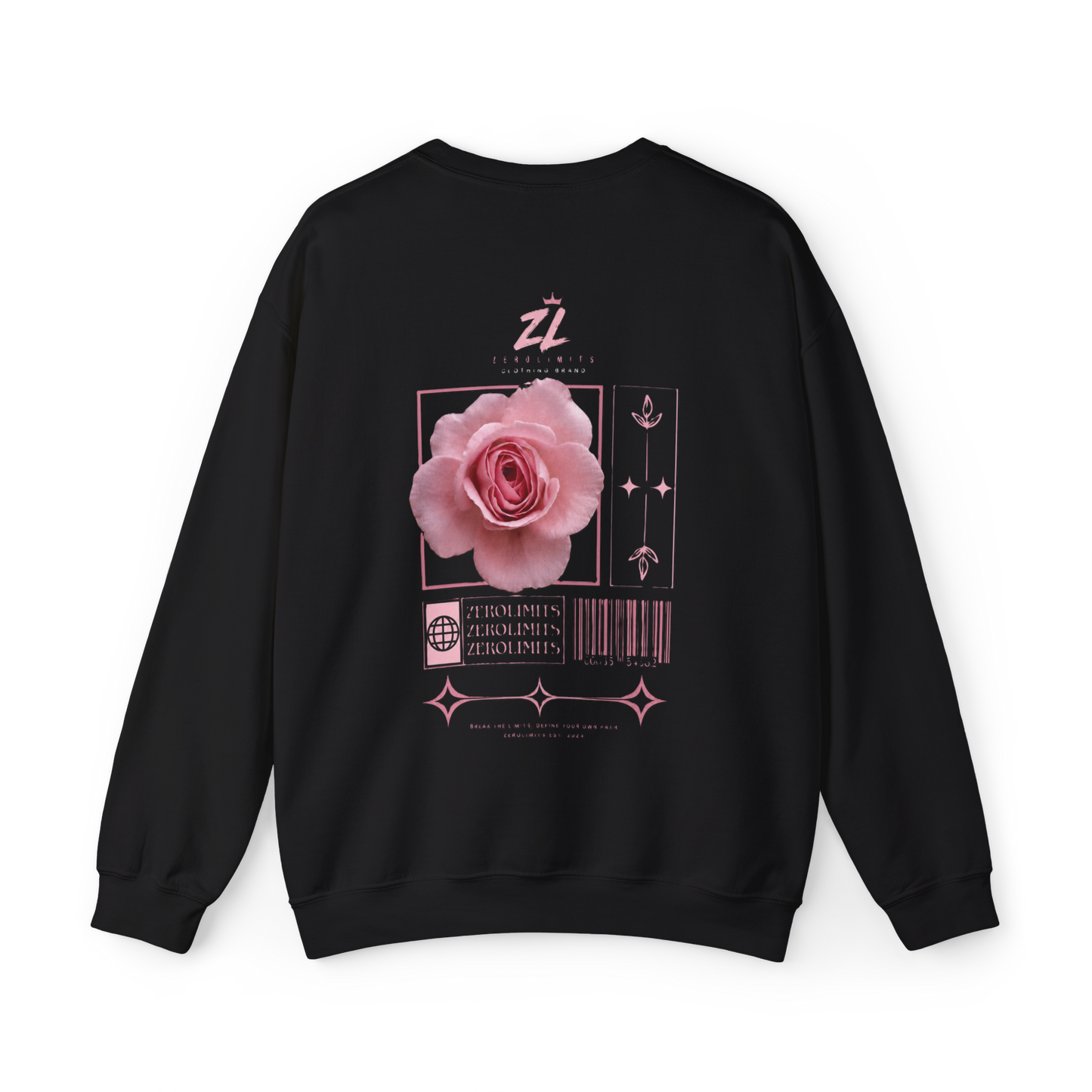 Sudadera Oversize “Pink Rose” Negra – Streetwear Premium ZEROLIMITS