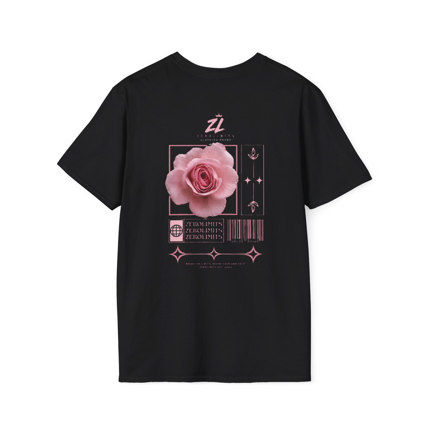 Camiseta Oversize “Pink Rose” Negra – Streetwear Premium ZEROLIMITS